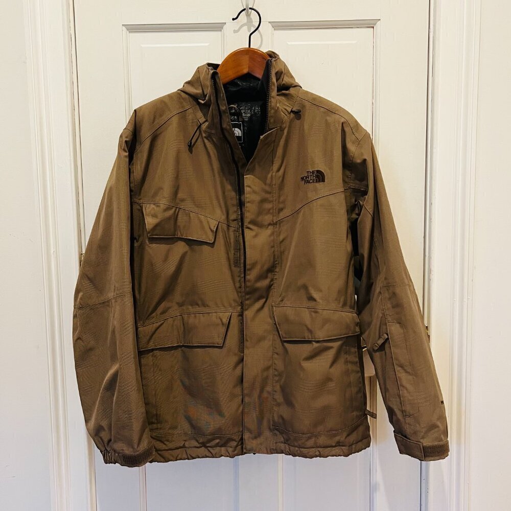 The North Face Hyvent Hooded Ski Jacket Full Zip Brown Men’s Size Medium